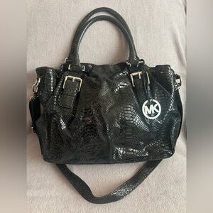 Michael Kors Black Snake-Patterned Satchel